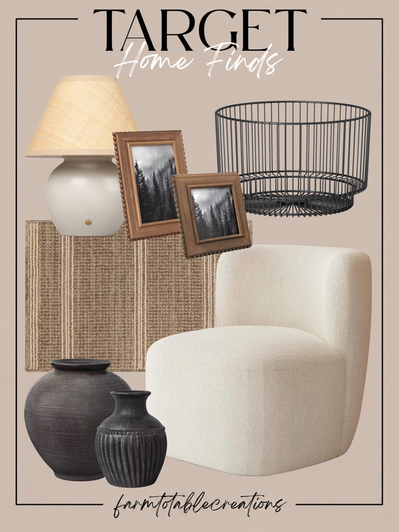 Target Finds for a Cozy Neutral Refresh 🤎

Target is making it way too easy to get that warm, designer-inspired look for less! These finds mix creamy upholstery, rich wood tones, woven textures and matte black accents for a space that feels cozy, collected and effortlessly elevated.

Follow @farmtotablecreations on Instagram for more cozy home finds and trending decor.

That boucle-style accent chair is such a standout, and I love it paired with the textured rug, wood frames, sculptural lamp and dark pottery. Perfect pieces for creating a cozy reading corner, living room refresh or welcoming entryway.

#LTKHome #TargetStyle #TargetFinds #TargetHome #TargetHomeDecor #TargetDecor #AffordableHomeDecor #NeutralHome #CozyHome #DesignerInspired #HomeDecorFinds #WarmNeutrals #CozyDecor #LTKFinds

#LTKHome #LTKSaleAlert