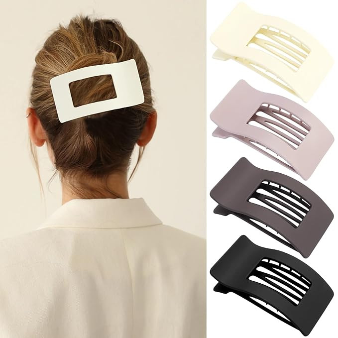 Velscrun Flat Hair Clips for Women Girls, Matte Lay Flat Claw Clips, Strong Hold Large Side Hair ... | Amazon (US)