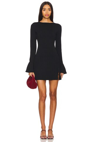 MORE TO COME Misty Knit Pleated Dress in Black from Revolve.com | Revolve Clothing (Global)