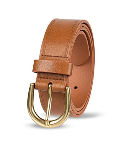 Amazon Essentials Women's Raw Edge Jeans Belt with Wide Waist Strap, Tan, Medium | Amazon (US)
