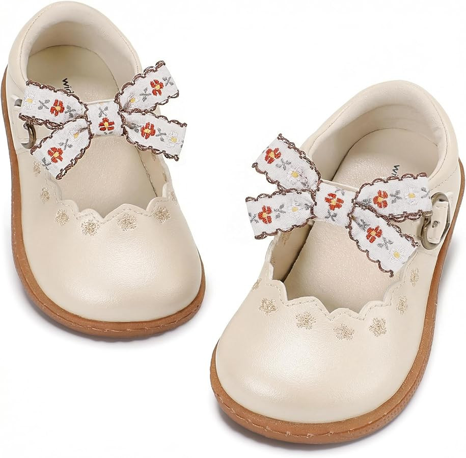 Toddler Girl Mary Jane Dress Shoes Wide Ballet Flats for Girls Party School Shoes | Amazon (US)