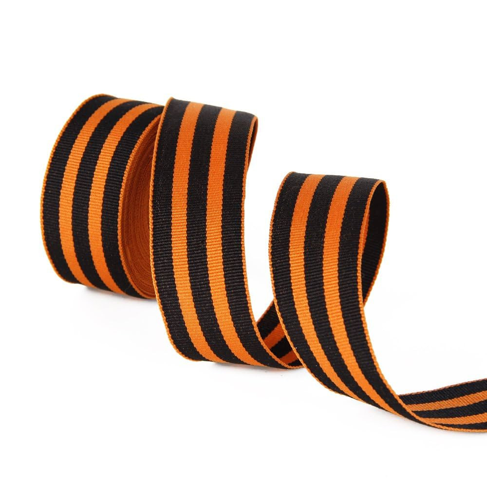 David accessories Orange Black Stripes Grosgrain Ribbon 1" Wide 5 Yard for DIY Ribbon Medal Award... | Amazon (US)