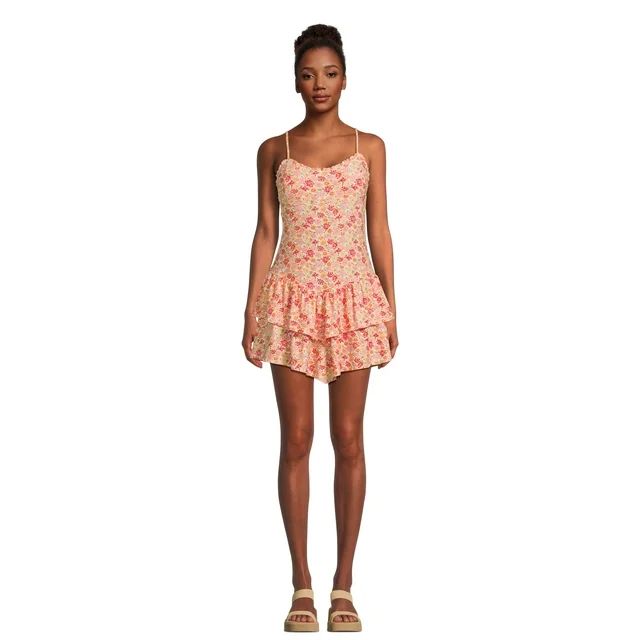 No Boundaries Juniors’ Drop Waist Tiered Dress, Sizes XS-XXXL | Walmart (US)