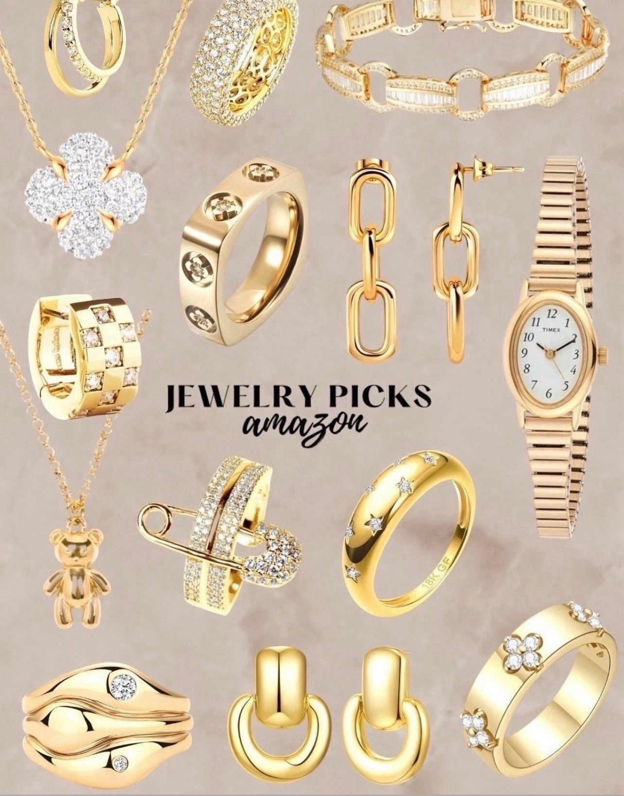 gold jewelry.  earrings.  bracelets