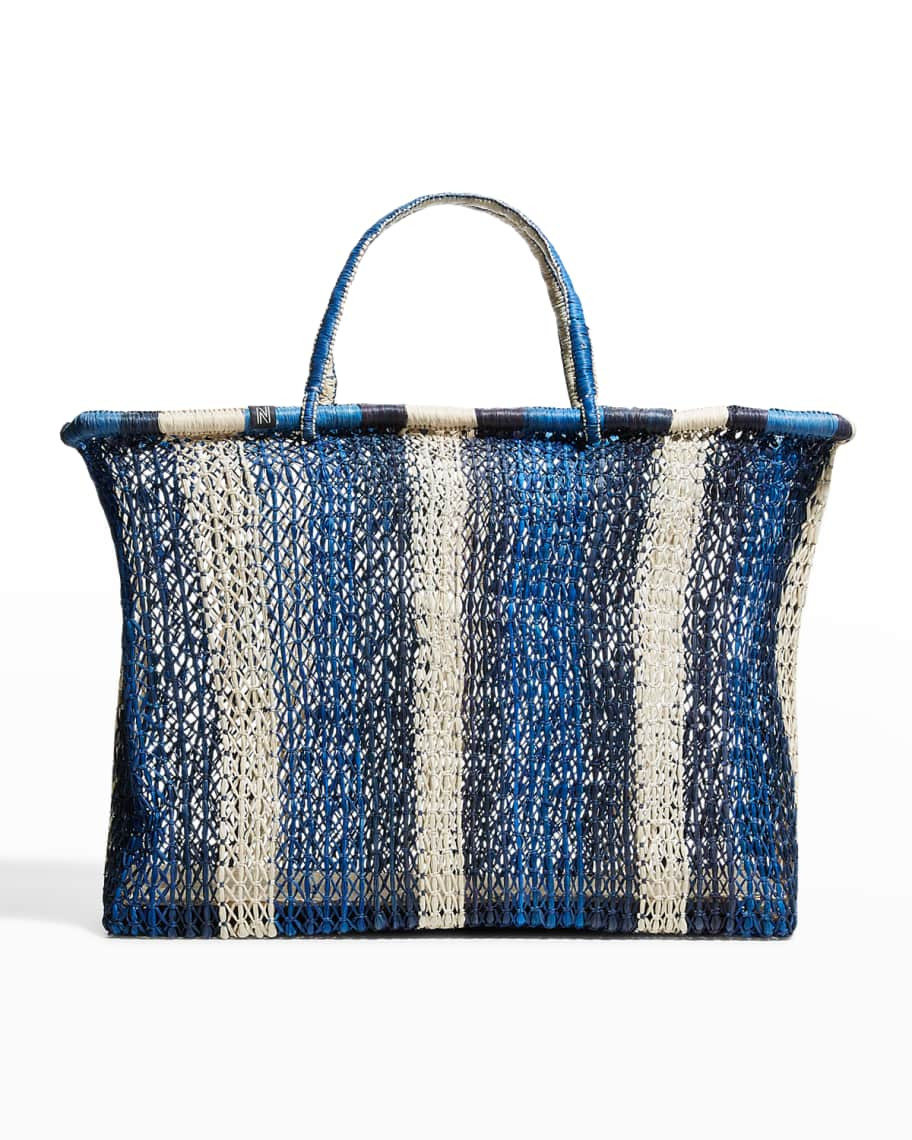 Nannacay Cambarazinho&ZeroWidthSpace; Striped Cutout Straw Tote Bag | Neiman Marcus