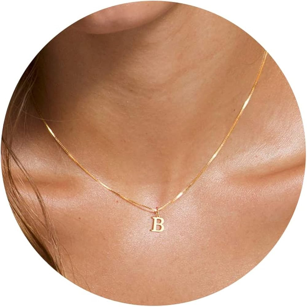 Foxgirl Gold Initial Necklaces for Women, Dainty Gold Letter Necklace Tiny A-Z Pendant Choker Nec... | Amazon (US)