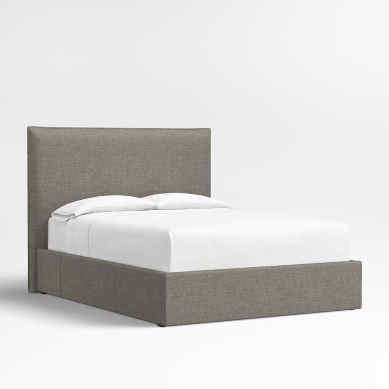 Arvada 54" Boucle Dark Grey Upholstered Queen Headboard with Storage Bed Base | Crate & Barrel | Crate & Barrel
