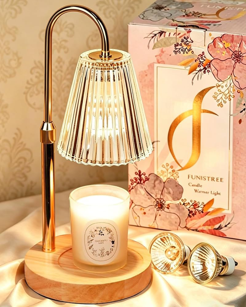 Funistree Candle Warmer Lamp with Timer & Dimmer, Height Adjustable Candle Warmer with 2 Bulbs, B... | Amazon (UK)