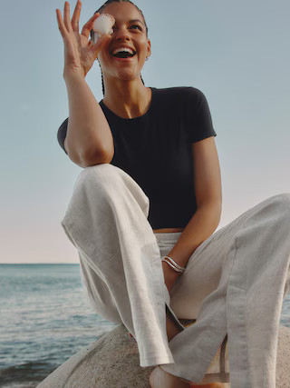 Retreat Linen High Rise Wide Leg Pant | Athleta | Athleta