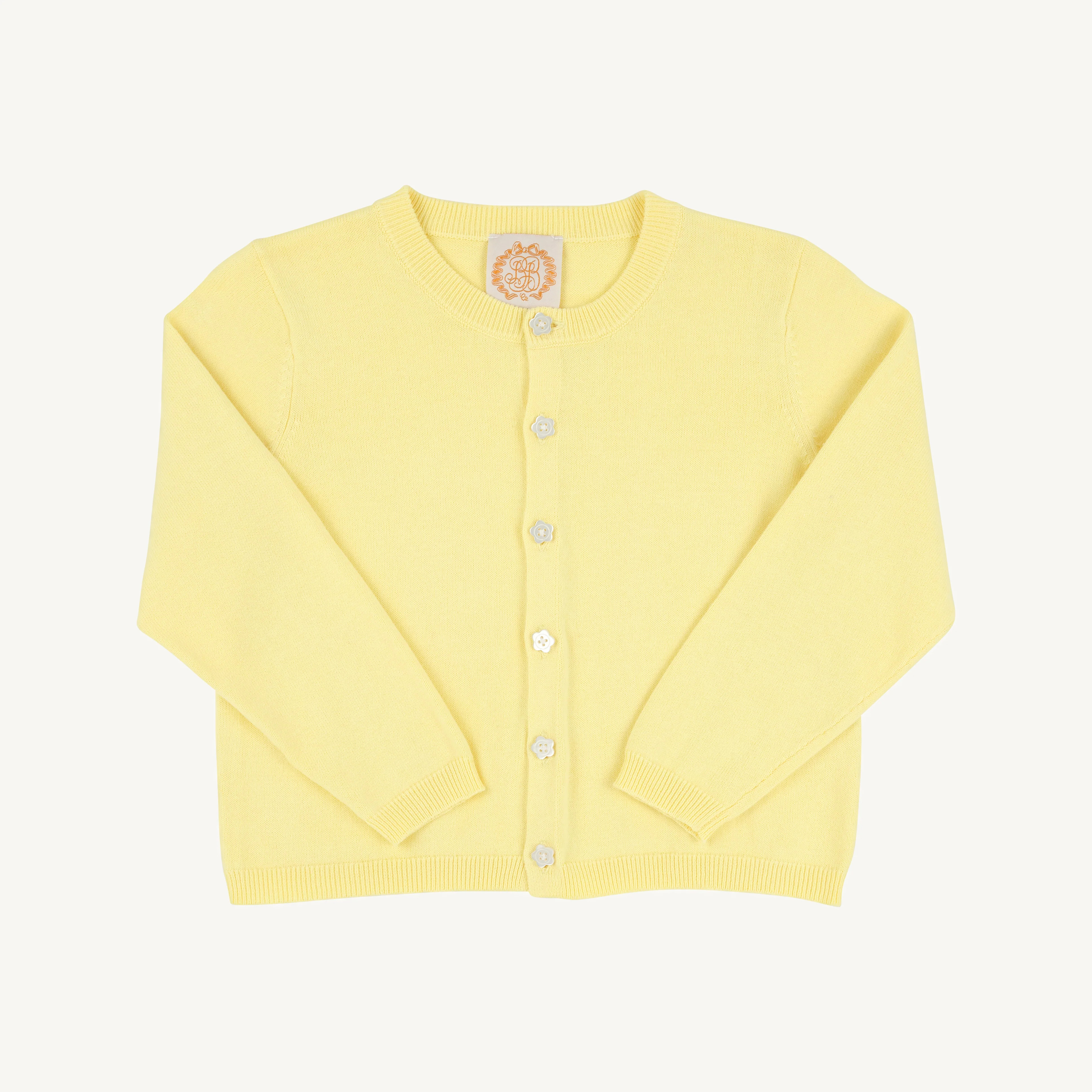 Cambridge Cardigan - Lake Worth Yellow with Flower Buttons | Girls Sweater | The Beaufort Bonnet Company
