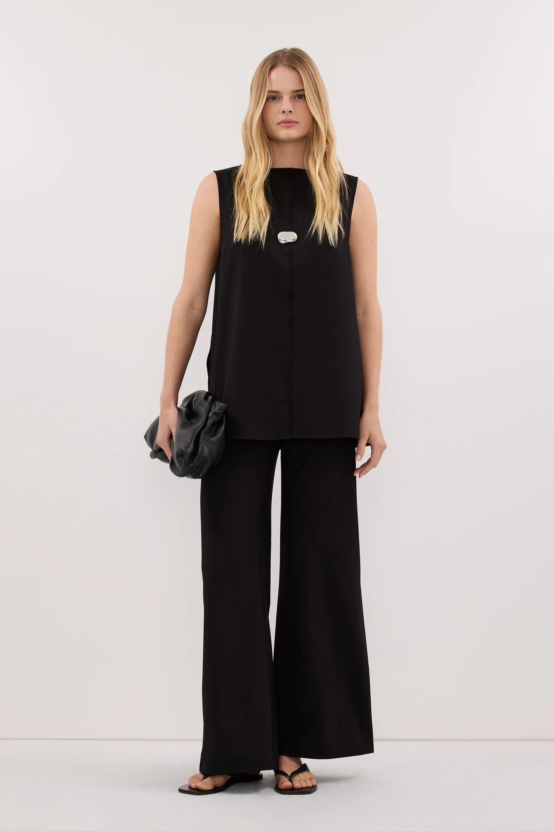PARKER BLACK FLAT FRONT PANT | DISSH