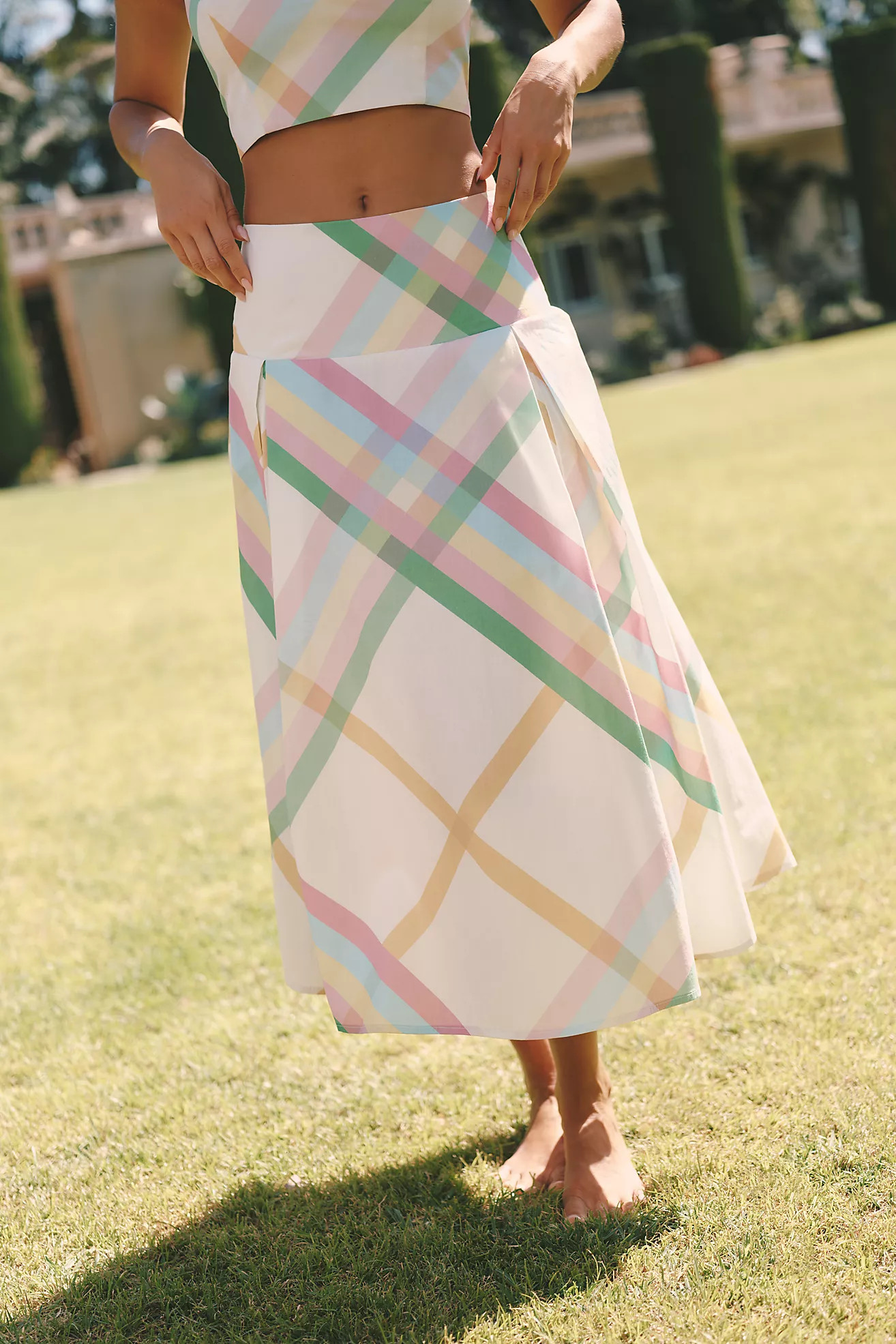 Celandine Cotton A-Line Midi Skirt | Anthropologie (US)