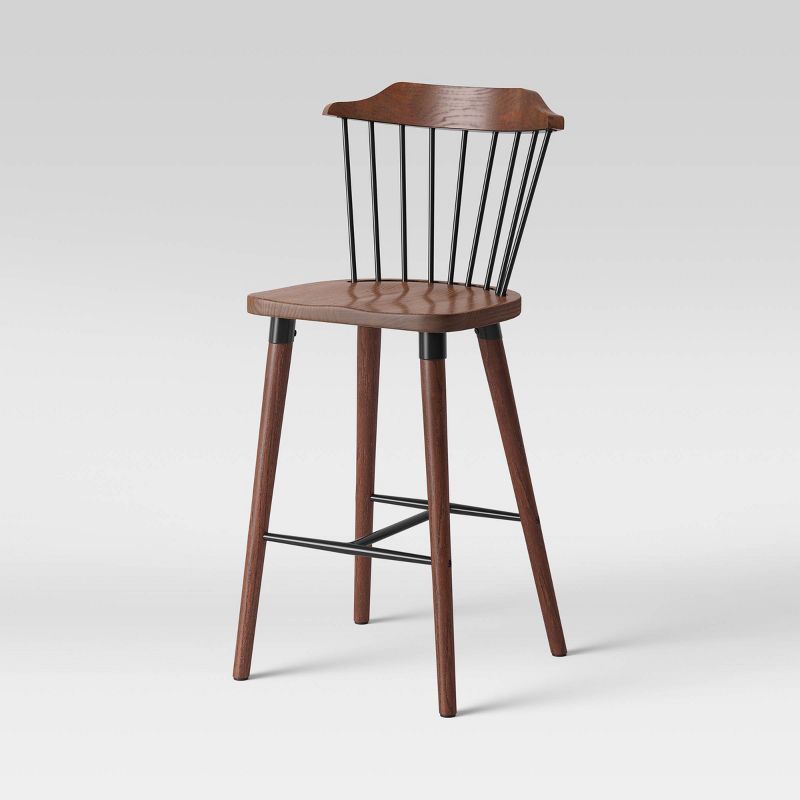 Delway Curved Back Mixed Material Counter Height Barstool Walnut - Threshold™ | Target