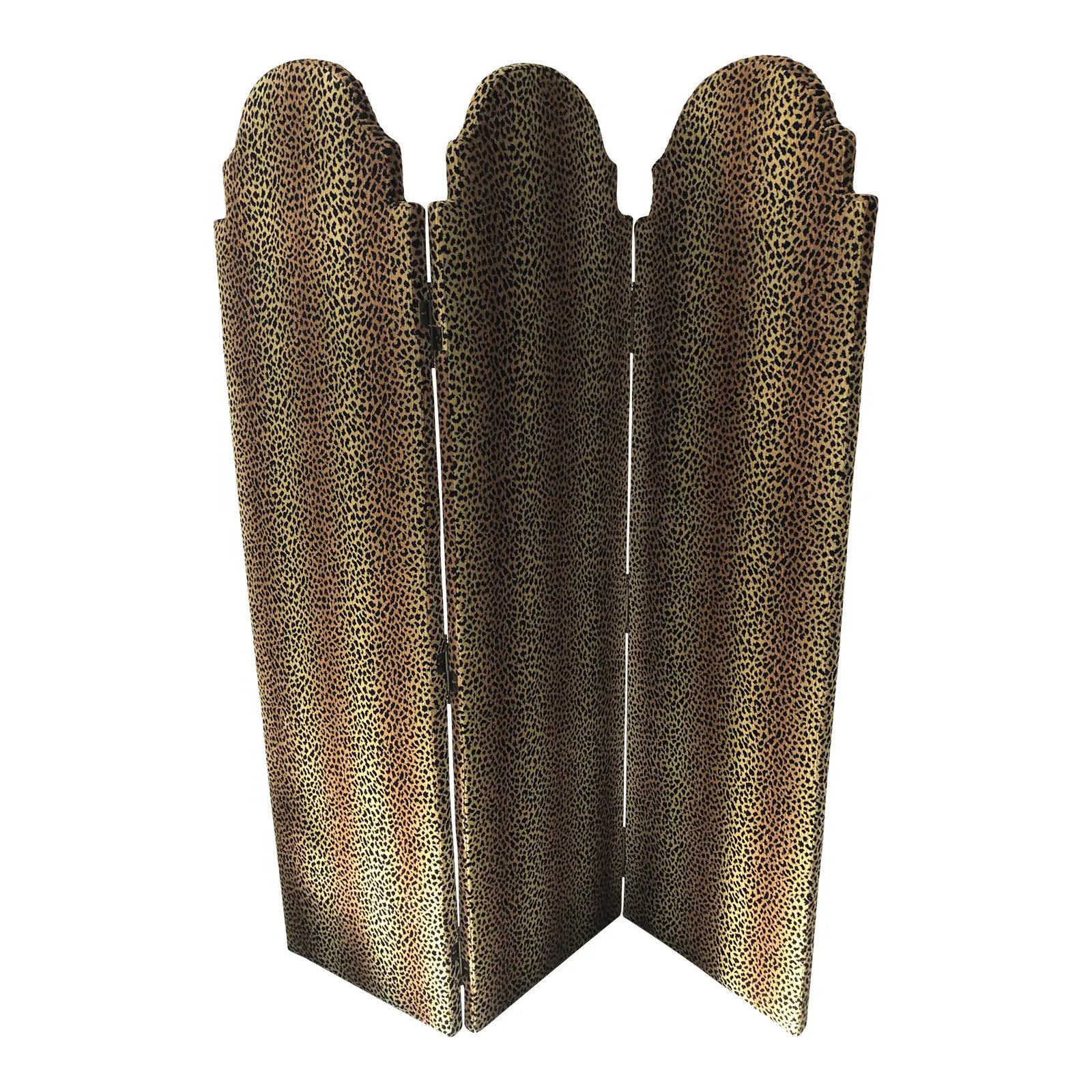1990s Hollywood Regency Faux Leopard Reversible Folding Screen | Chairish