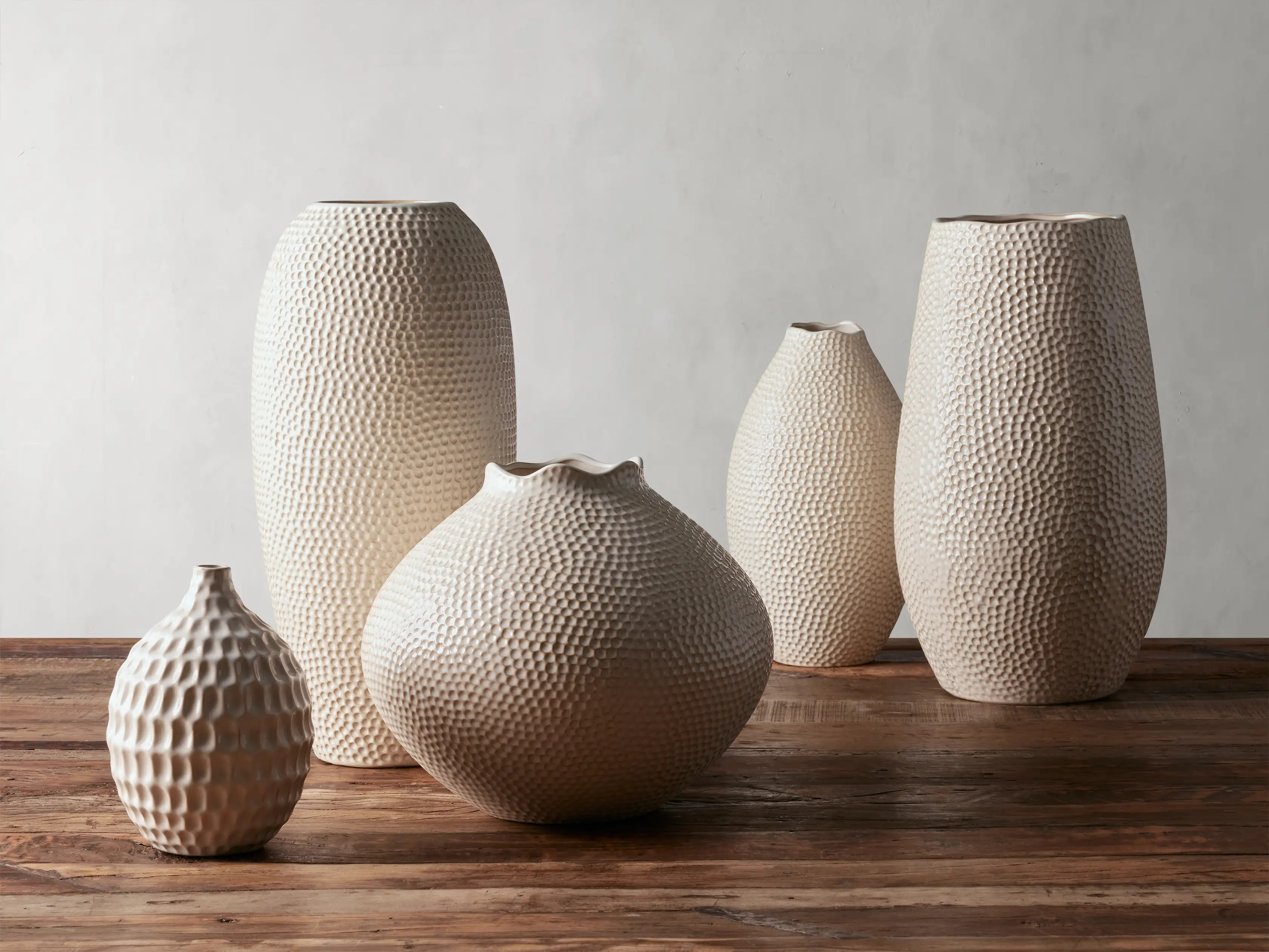 Eva Large Round Vase in Cream | Arhaus