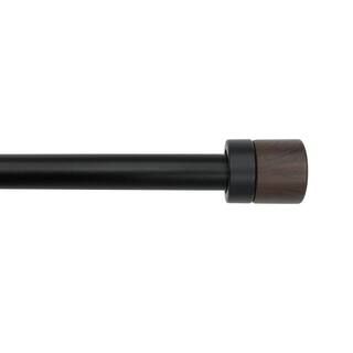 66 in. - 120 in. Telescoping 3/4 in. Single Curtain Rod Kit in Matte Black with Wood Cap Finialsb... | The Home Depot