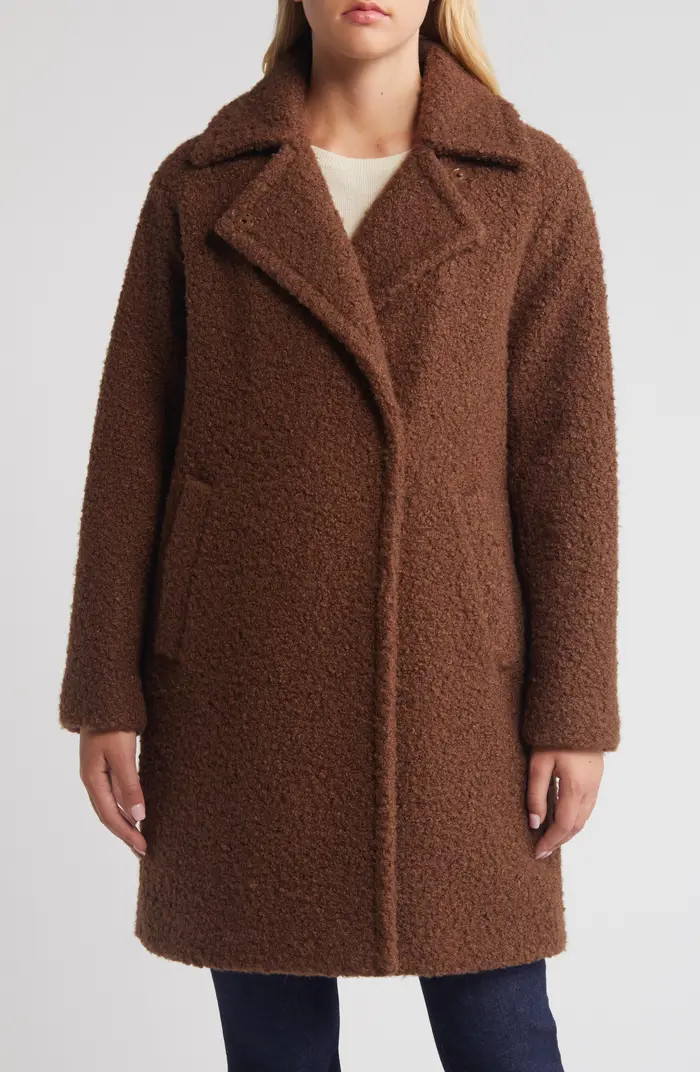 BCBGeneration Walker Notch Lapel Longline Bouclé Coat | Nordstrom | Nordstrom