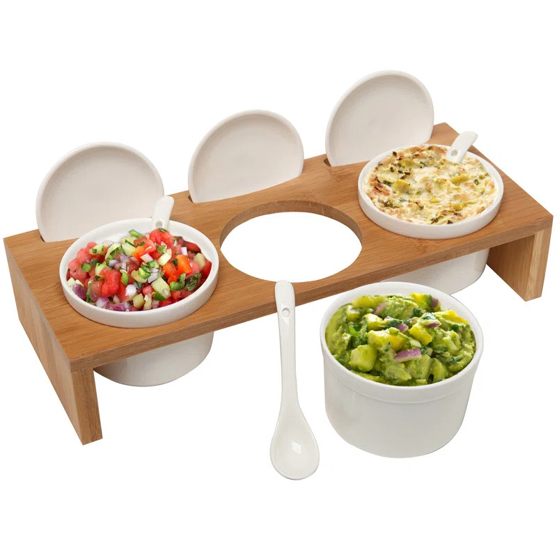3-Piece Bamboo Tray Condiment Server Set | Wayfair North America