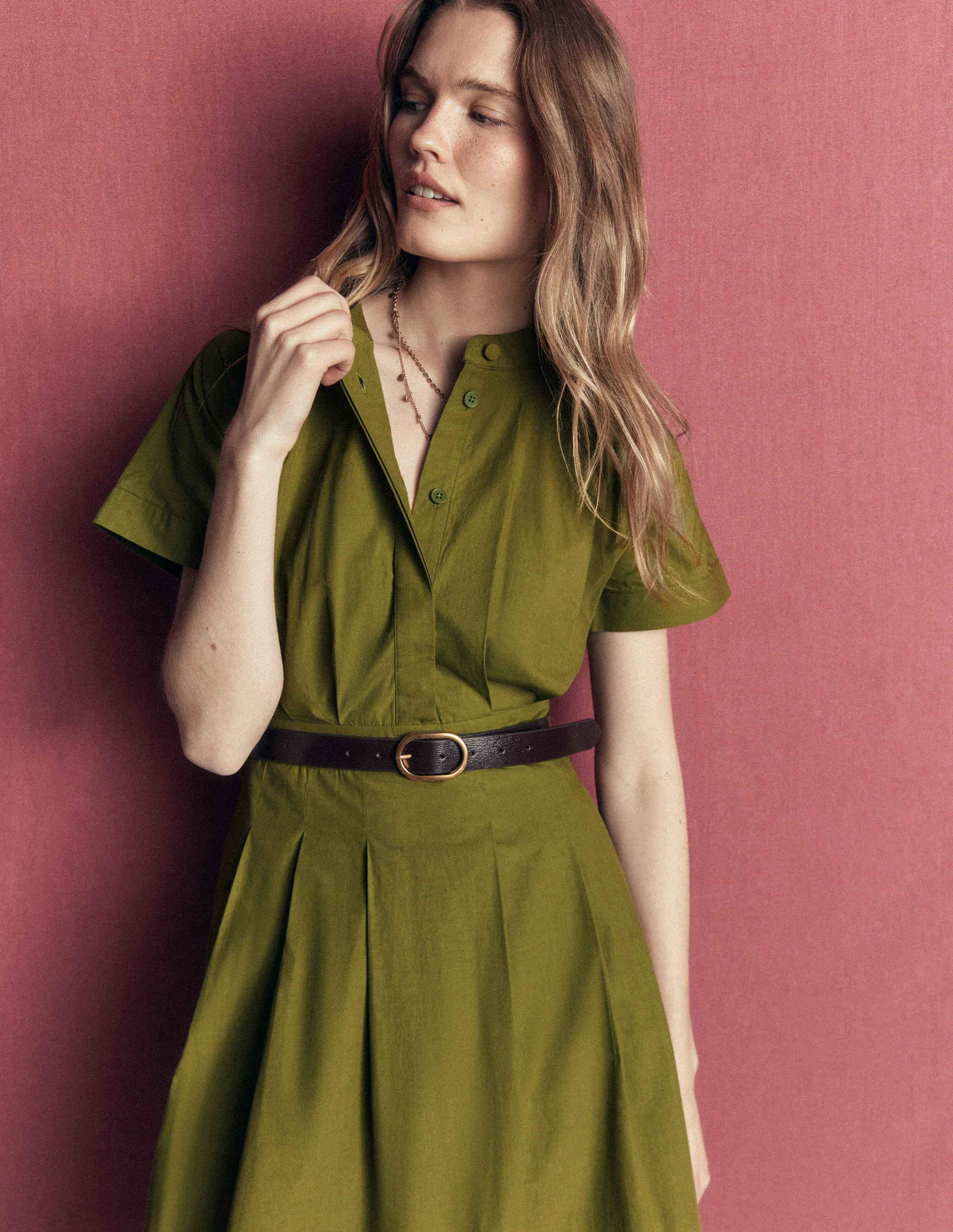 Grown On Sleeve Midi Dress-Raw Umber, Painted Dot Spaced | Boden (US)