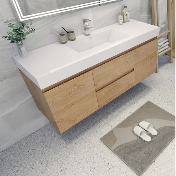 Carny 60" Wall-Mounted Single Bathroom Vanity Set | Wayfair North America
