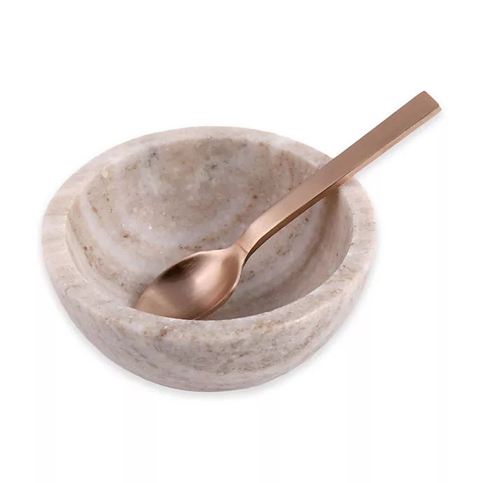 Artisanal Kitchen Supply® 2-Piece Sand Marble Salt Bowl and Spoon Set | Bed Bath & Beyond | Bed Bath & Beyond