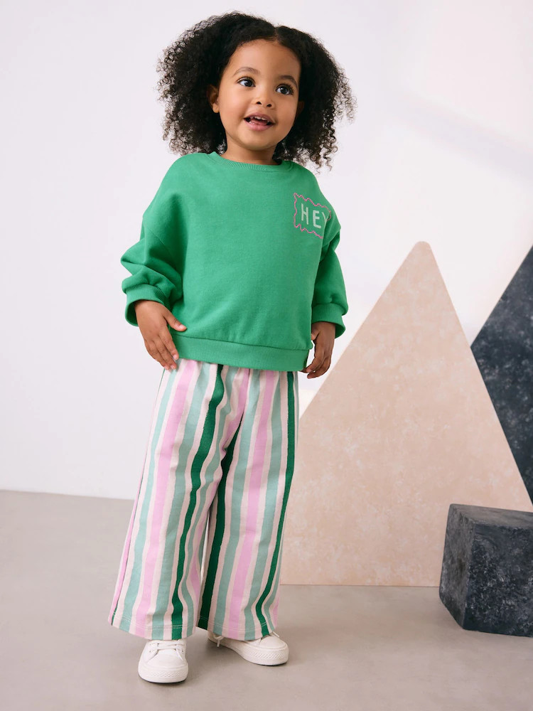 Green Sweatshirt & Wide Leg Trousers Set (3mths-7yrs) | Next US