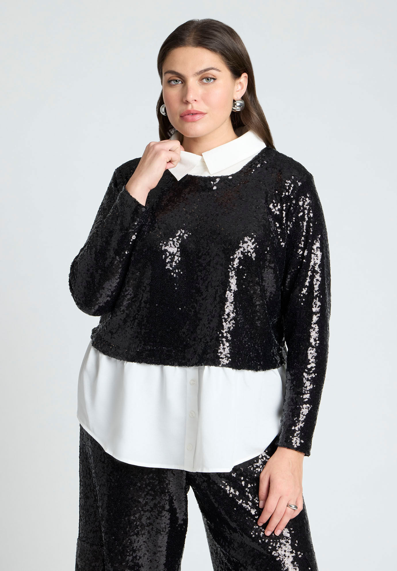 Collared Sequin Twofer | Eloquii