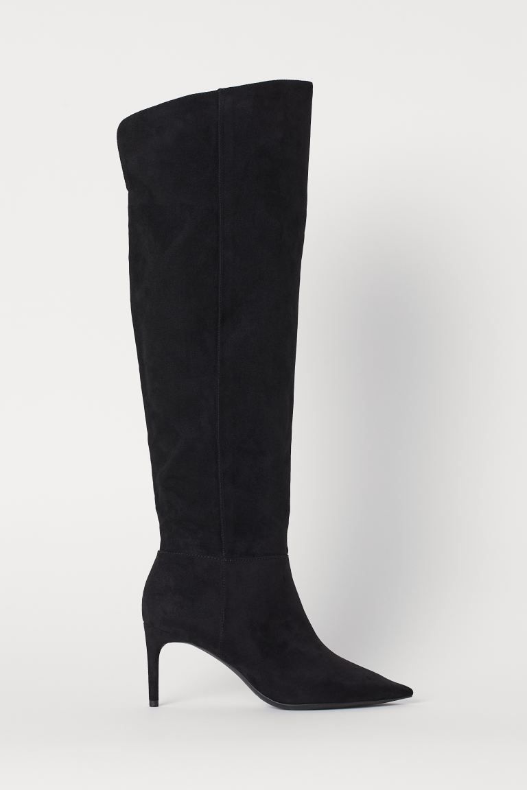 Knee-high boots with pointed toes and covered heels. Satin lining and faux leather insoles. Heel ... | H&M (US + CA)