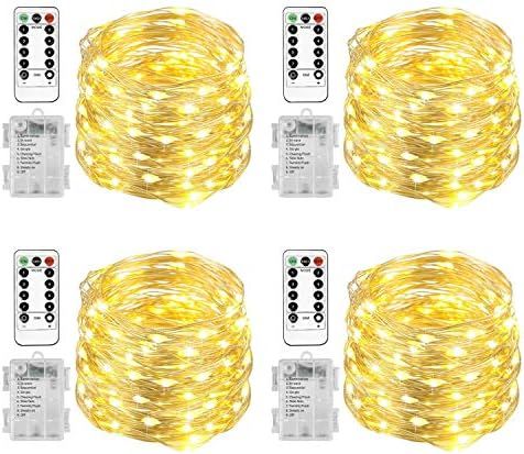 Homemory 4 Pack 20 Ft 60 LED Fairy Lights Battery Operated Christmas Lights with Remote Waterproo... | Amazon (US)