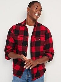 Regular-Fit Plaid Double-Brushed Flannel Shirt for Men | Old Navy (US)