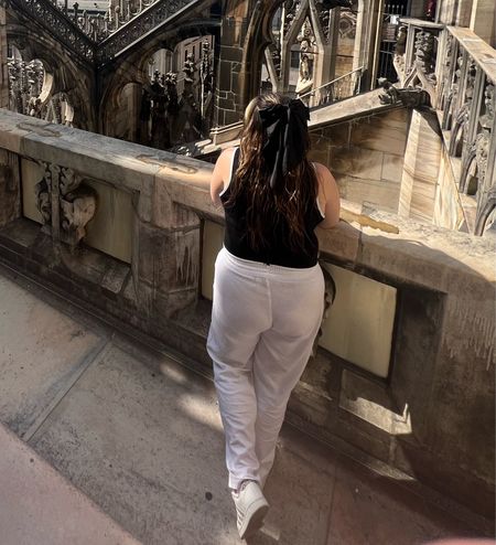 Matched the crop top from a matching set with my white linen pants for a day of travel and exploring the city 

These are comfortable while remaining cool in the European summer heat 

White sneakers are an absolute must when going to Italy I love my grand courts 

#LTKstyletip #LTKFind #LTKtravel
