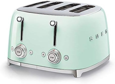 Smeg 50's Style Retro Aesthetic 4 Slice Toaster 6 Presets Extra Wide Slots Pastel Green TSF03PGUS | Amazon (US)