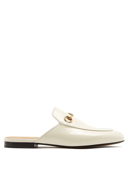 Gucci - Princetown Leather Backless Loafers - Womens - White | Matches (US)