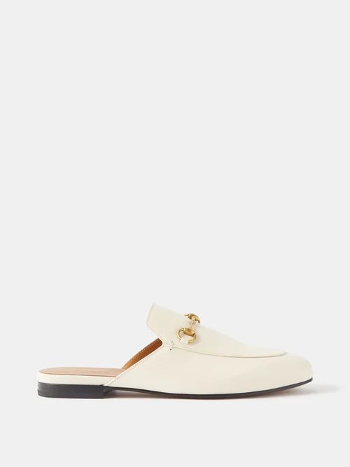Gucci - Princetown Leather Backless Loafers - Womens - White | Matches (UK)