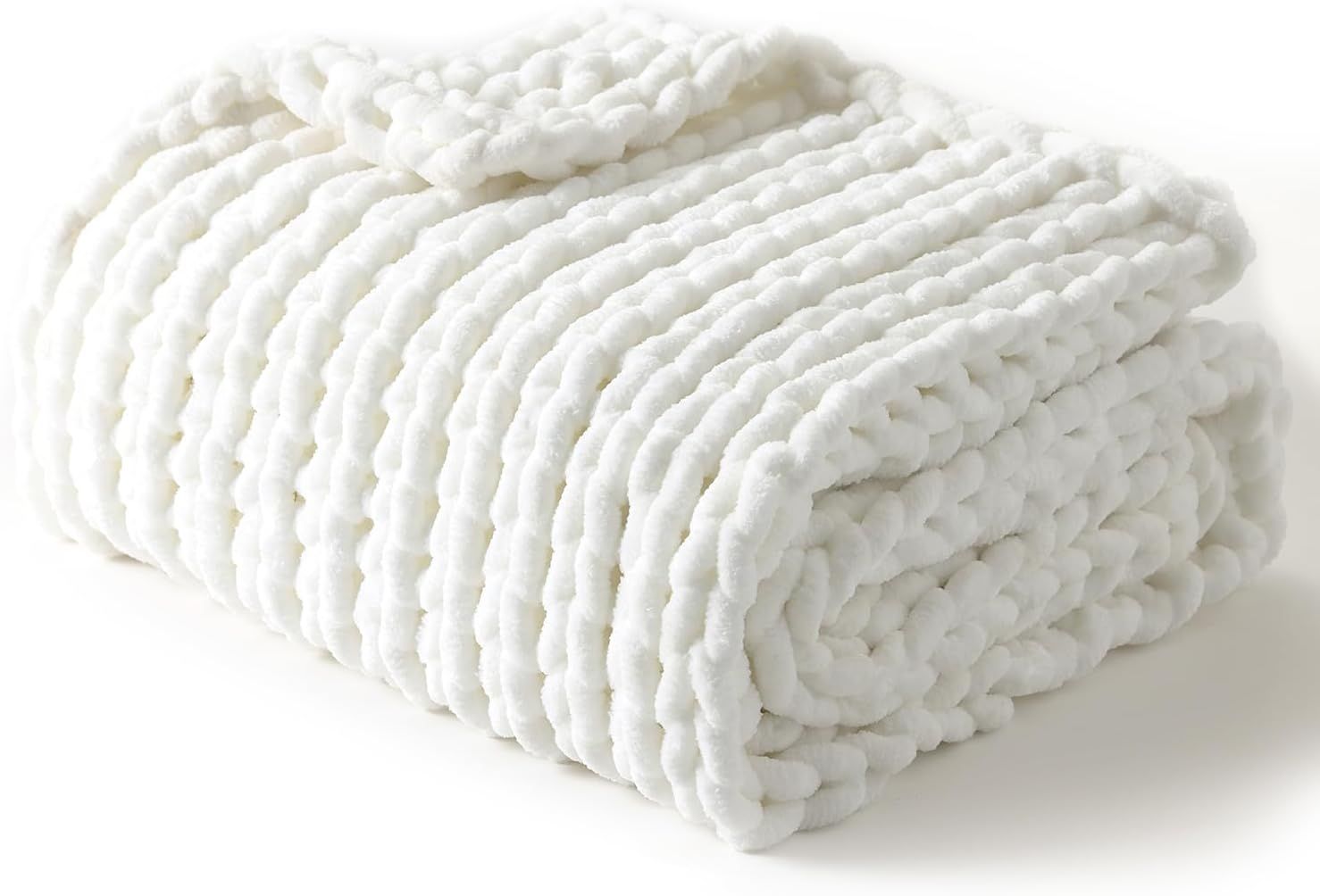 YnM Chunky Throw Blanket, Medium-Weight, Hand Knitted with Chenielle Yarn, Skin Friendly, Ventila... | Amazon (US)