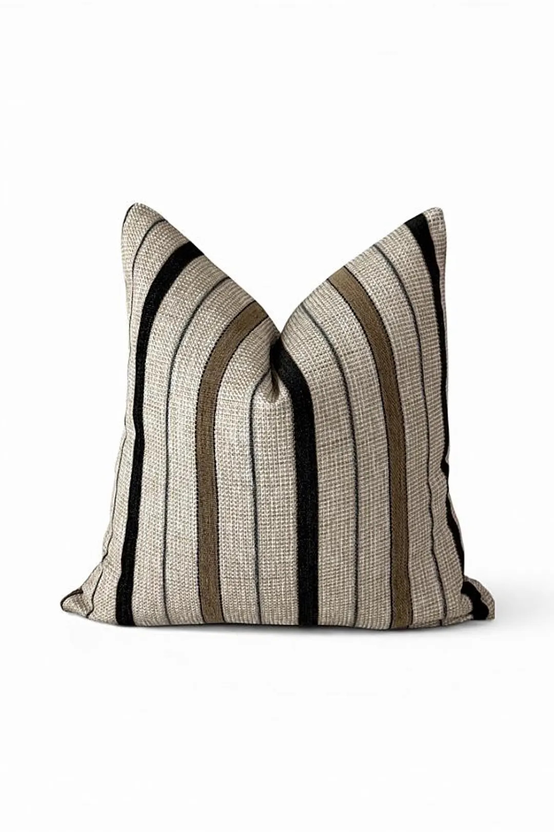 Textured Neutral Stripe Pillow Cover, Beige Black Farmhouse Cushion | Etsy (US)