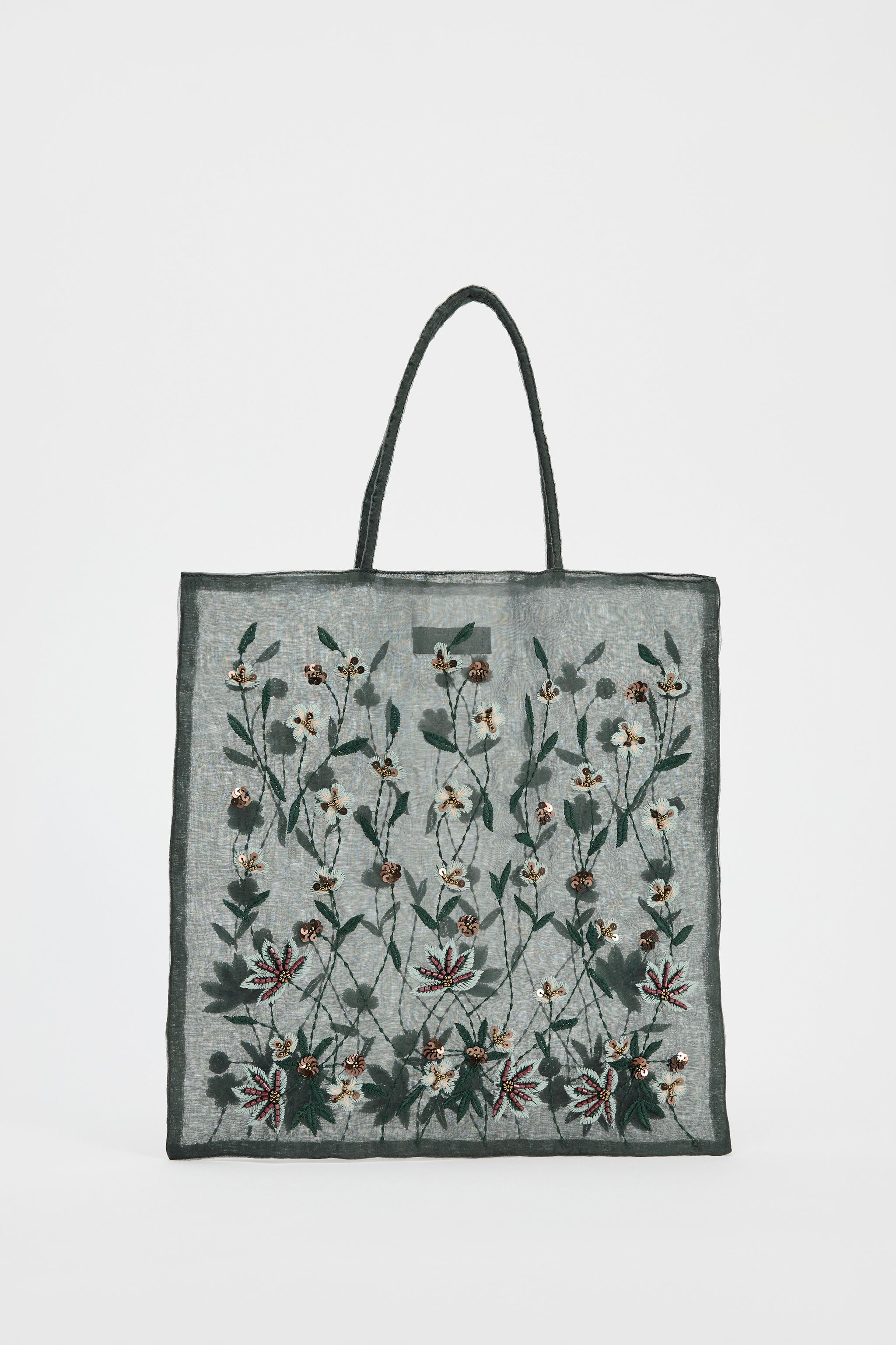EMBROIDERED FABRIC BAG | Zara US