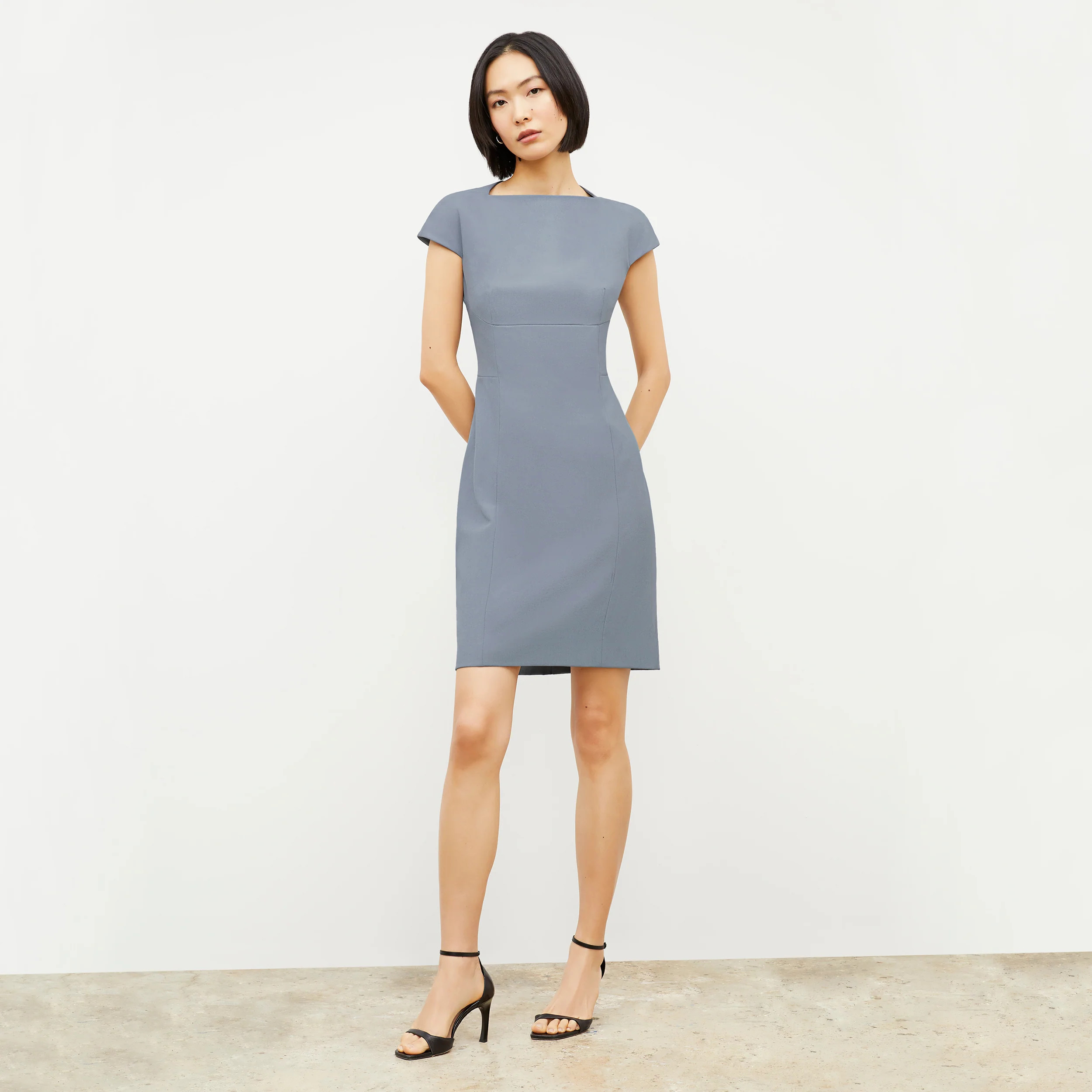Ashley Dress - Recycled WonderTex :: Steel Blue | MM LaFleur