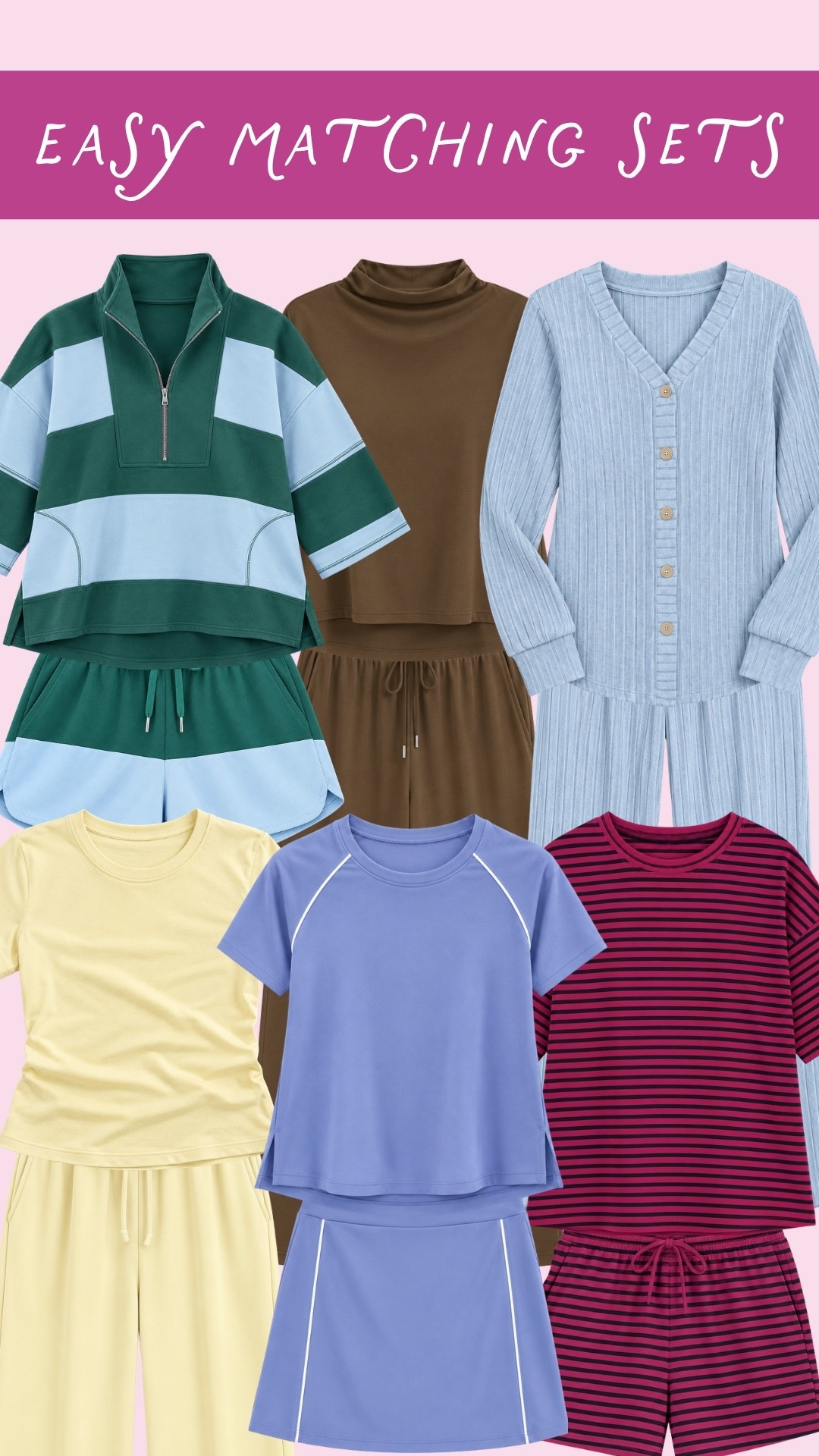 I’m a big fan of matching sets! I love these colors and patterns. All of them are so comfy! You need them in your closet! ✨