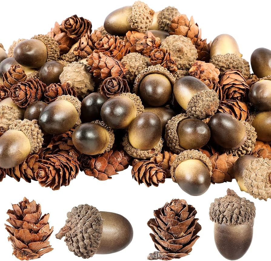 Syhood 200 Pieces Thanksgiving Natural Mini Pine Cone Artificial Acorn Pine Cone Ornament Simulat... | Amazon (US)