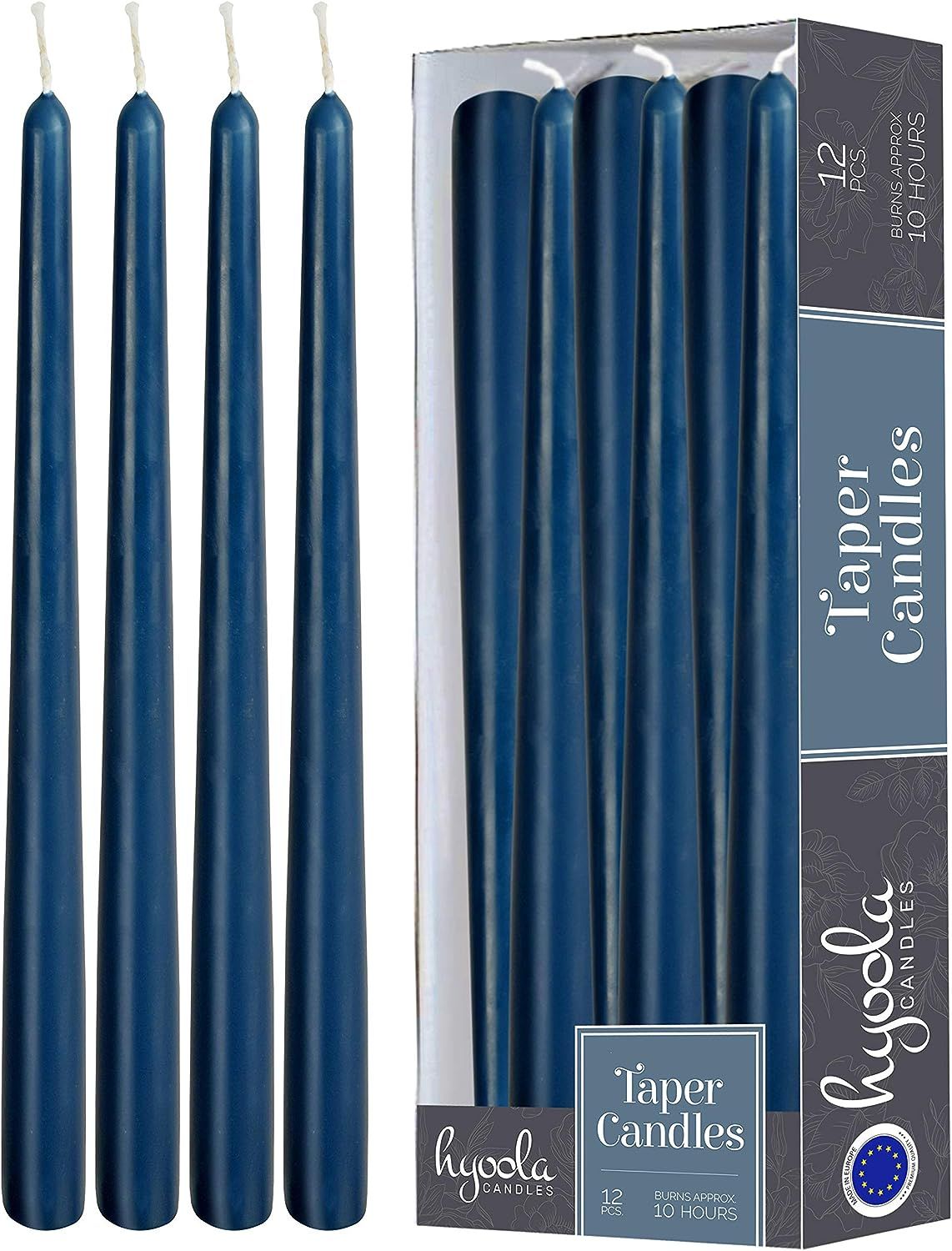 12 Pack Tall Taper Candles - 12 Inch Midnight Blue Dripless, Unscented Dinner Candle - Paraffin W... | Amazon (US)