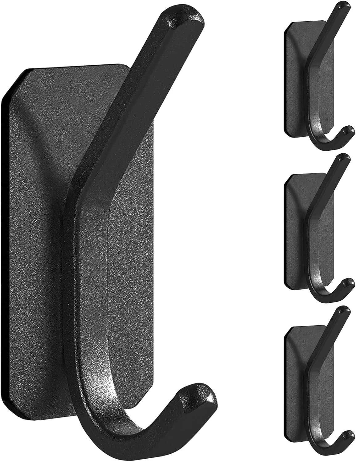 Paoli Heavy Duty Adhesive Wall Hooks, 30 lb Max Load Waterproof Hooks for Bathroom Towels Coats Bags, No Drill Damage-Free for Renters Apartment Dorm, Matte Black, 4 Pack | Amazon (US)