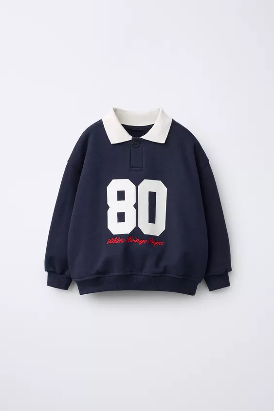 NUMBER PRINT POLO SWEATSHIRT | Zara US