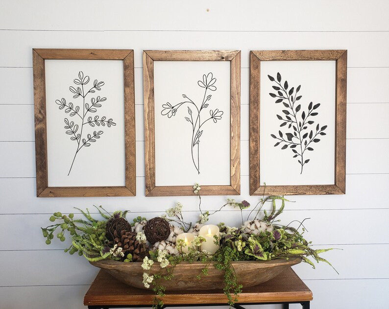 Flower Sign | Wildflower Sign | Botanical Wall Art | wood framed sign | flower wall decor | Sprin... | Etsy (US)