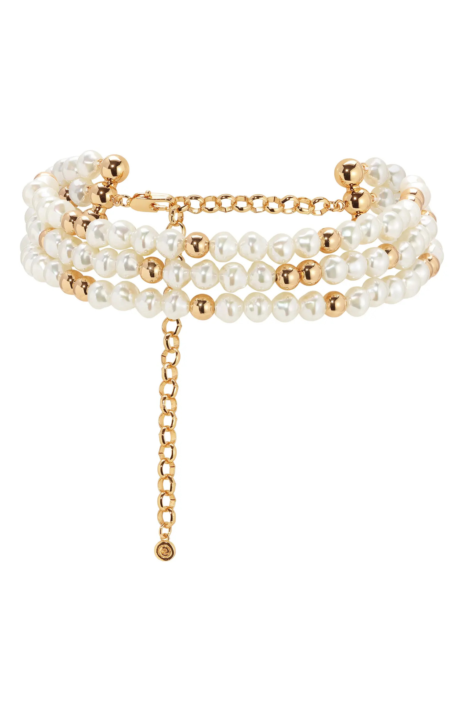 Faux Pearl Beaded Triple Layer Choker Necklace | Nordstrom