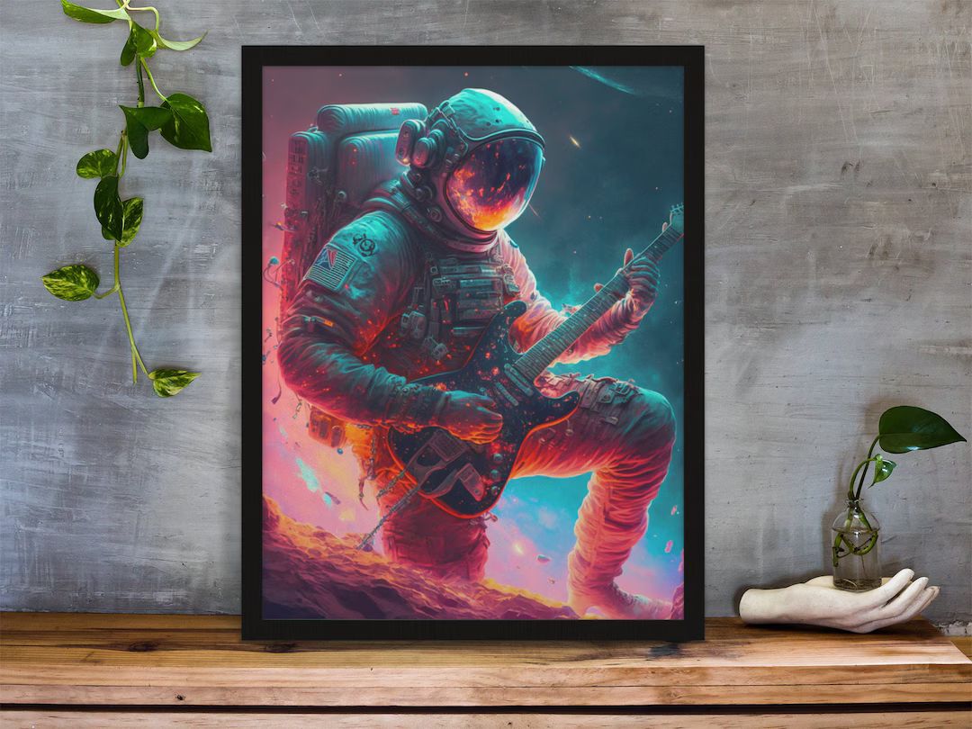 Astronaut playing electric guitar Poster,Astronaut Print,Space Print,Space Poster,outer Space,Wal... | Etsy (US)