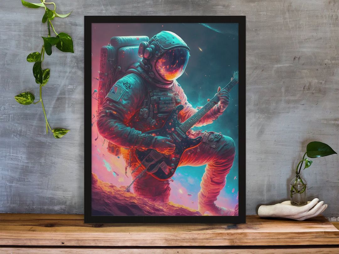 Astronaut playing electric guitar Poster,Astronaut Print,Space Print,Space Poster,outer Space,Wal... | Etsy (US)