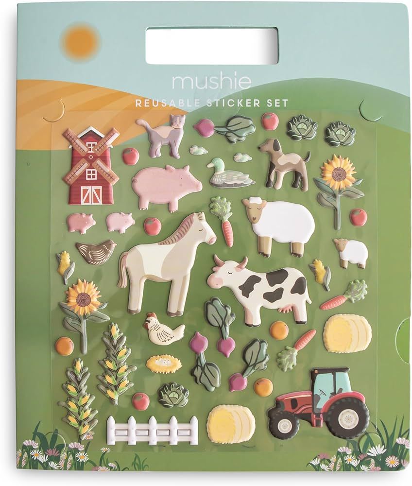 mushie Reusable Sticker Book Set (Farm) | 100+ Removable Puffy Stickers | Arts & Crafts Activity ... | Amazon (US)