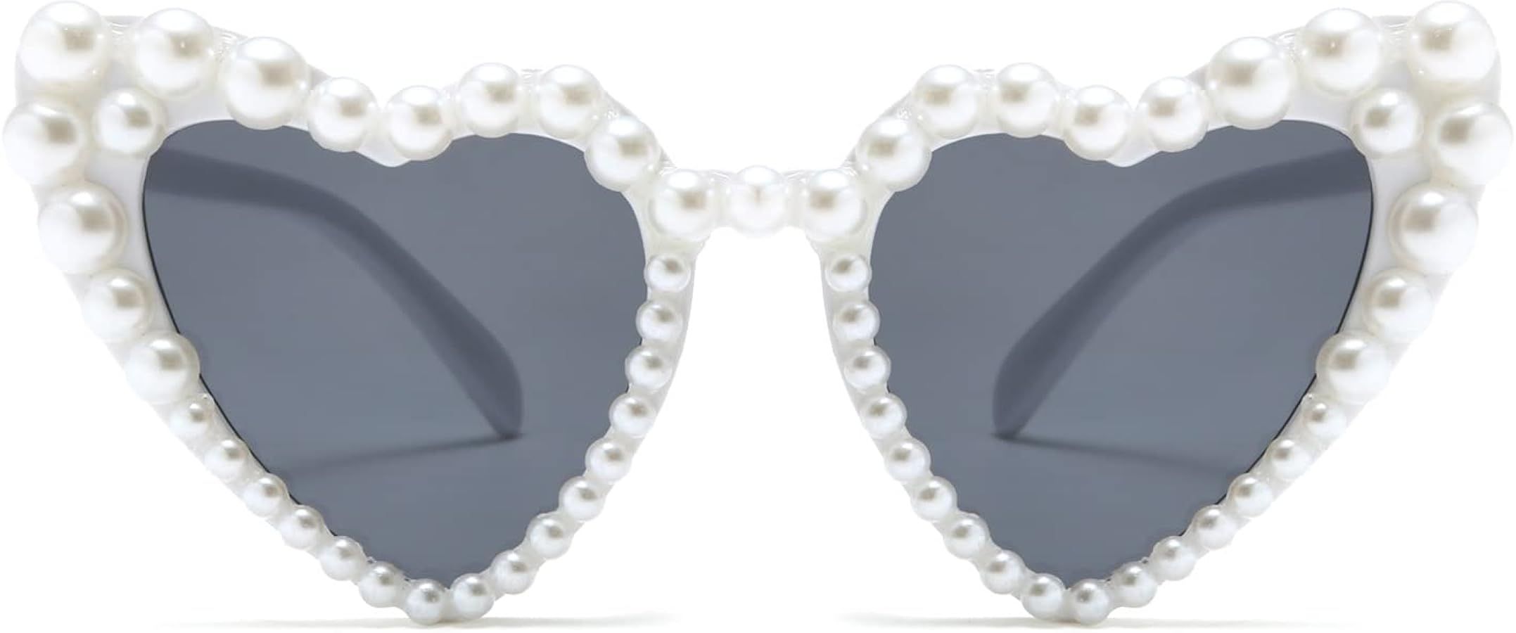 Long Keeper Love Pearl Sunglasses for Women Luxury Vintage Heart Sun Glasses Party Festival Cat E... | Amazon (US)