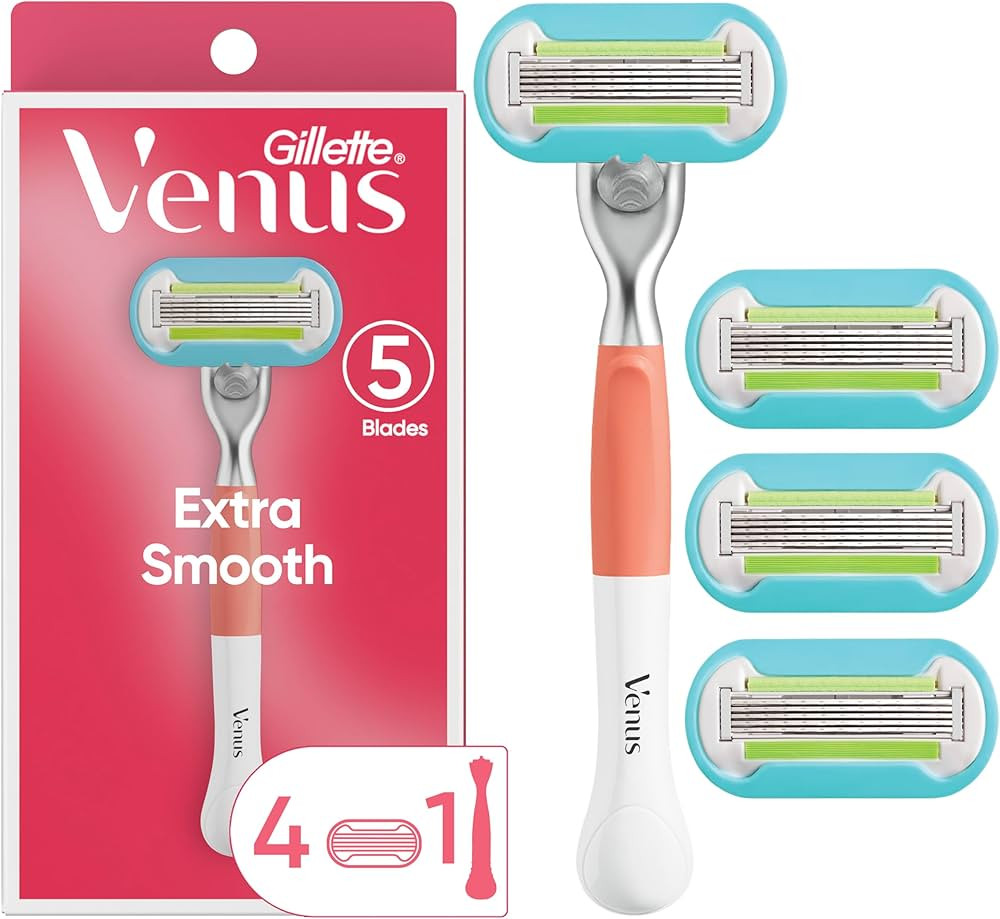 Gillette Venus Extra Smooth Pink Women's Razor Handle + 4 Blade Refills, Holiday Gifts for Women | Amazon (US)